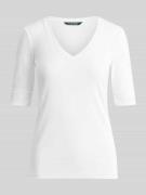 Lauren Ralph Lauren T-Shirt mit V-Ausschnitt Modell 'JUDY' in Weiss, G...