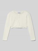 Happy Girls Cropped Strickjacke mit Perlen in Offwhite, Größe 122
