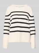 comma Strickpullover mit gerippten Abschlüssen in Offwhite, Größe 34