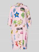 Milano Italy Relaxed Fit Hemdblusenkleid aus reiner Viskose in Rose, G...