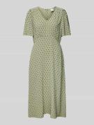 ICHI Midikleid mit V-Ausschnitt Modell 'ZABBY' in Schilf, Größe 38