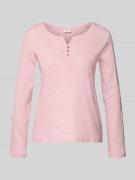 Tom Tailor Regular Fit Langarmshirt aus Baumwoll-Mix in Pink, Größe L