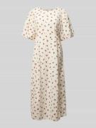 ICHI Midikleid mit Puffärmeln Modell 'ROSEY' in Offwhite, Größe 42