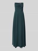 V.M. Abendkleid mit Wasserfall-Ausschnitt in Dunkelgruen, Größe 44