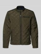 Replay Regular Fit Steppjacke mit Stehkragen in Oliv, Größe L