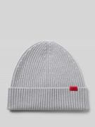 HUGO Beanie aus reiner gerippter Schurwolle Modell 'XOLA' in Hellgrau,...