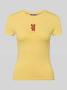 Review Slim Fit T-Shirt mit Logo-Print Modell 'Sweet' in Pastellgelb, ...