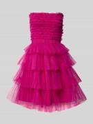 LACE & BEADS Cocktailkleid im Stufen-Look in Pink, Größe M