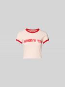 Kenzo Cropped T-Shirt aus reiner Baumwolle in Hellrosa, Größe L