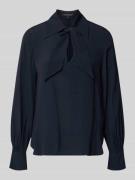 Luisa Cerano Schluppenbluse mit Schlüsselloch-Ausschnitt in Marine, Gr...