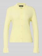 Marc Cain Strickjacke aus Viskose-Mix mit Umlegekragen in Hellgelb, Gr...