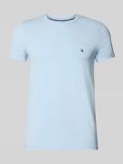 Tommy Hilfiger Slim Fit T-Shirt aus Baumwoll-Mix in Bleu, Größe L