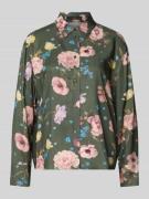 Oui Regular Fit Bluse aus Viskose im Allover-Look in Khaki, Größe 34