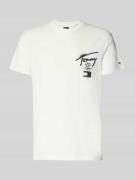 Tommy Jeans Regular Fit T-Shirt aus reiner Baumwolle in Offwhite, Größ...