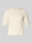 Jake*s Collection Regular Fit T-Shirt mit Blumen Applikation in Ecru, ...