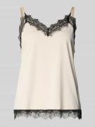 FREE/QUENT Top mit kontrastivem Spitzenbesatz Modell 'BICCO' in Beige,...