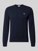 Lacoste Regular Fit Strickpullover aus Baumwoll-Mix in Marine, Größe L