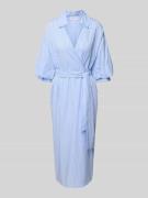 Rich & Royal Midikleid mit Bindegürtel in Blau, Größe 42