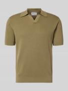 JAKE*S STUDIO MEN Strickshirt mit Polokragen und V-Ausschnitt in Oliv,...