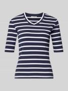 Christian Berg Woman T-Shirt mit Streifenmuster und V-Ausschnitt in Du...