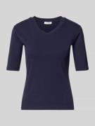 Christian Berg Woman T-Shirt mit V-Ausschnitt in Dunkelblau, Größe L