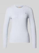 Gant Strickpullover mit Zopfmuster und Label-Stitching in Hellblau, Gr...