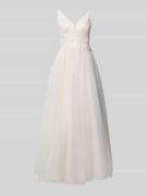 Mascara Brautkleid mit floralem Spitzenbesatz in Offwhite, Größe 34