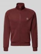 REVIEW Trainingsjacke mit aufgesetztem Band auf Raglanärmeln in Schoko...