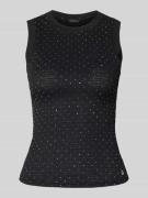 Guess Top mit Ziersteinbesatz und Rundhalsausschnitt in Black, Größe L