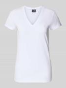 ARMANI EXCHANGE T-Shirt mit V-Ausschnitt und Label-Stitching in Weiss,...