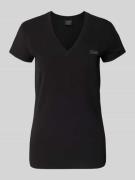 ARMANI EXCHANGE T-Shirt mit V-Ausschnitt und Label-Stitching in Black,...