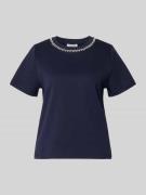 Christian Berg Woman T-Shirt mit Perlen und Ziersteinbesatz in Dunkelb...