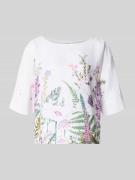 Christian Berg Woman Leinenbluse mit Halbarm und platziertem Blumenpri...