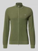 Gant Cardigan mit Zweiwege-Reißverschluss und Label-Stitching in Oliv,...