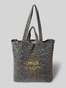 Lanius Shopper mit Label-Print in Mittelbraun, Größe 1