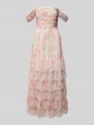 Jake*s Cocktail Abendkleid mit Raffungen in Apricot Melange, Größe 32