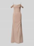 Mascara Schmales Abendkleid mit Raffungen in Hellrosa, Größe 46