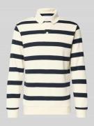 Lindbergh Relaxed Fit Poloshirt mit Streifenmuster in Weiss, Größe L