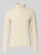 Lindbergh Strickpullover mit Stehkragen und Reißverschluss in Beige, G...