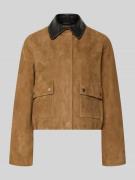 Jake*s Casual Jacke aus Wildleder in Schlamm, Größe 34