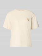 Jake*s Casual Regular Fit T-Shirt mit Motiv-Stitching in Ecru Melange,...