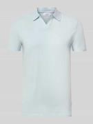 Lindbergh Slim Fit Poloshirt mit V-Ausschnitt in Hellblau, Größe L