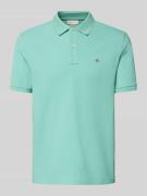 Gant Slim Fit Poloshirt mit Logo-Stitching in Tuerkis, Größe 4XL