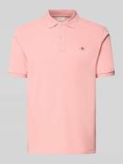 Gant Slim Fit Poloshirt mit Logo-Stitching in Pink, Größe 4XL