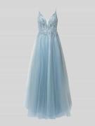 Laona Abendkleid aus Tüll mit Stitchings in Rauchblau, Größe 32