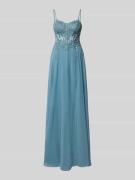 Luxuar Regular Fit Abendkleid mit floralem Spitzenbesatz in Rauchblau,...
