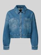 Marc Cain Cropped Jeansjacke aus Baumwoll-Mix in Hellblau Melange, Grö...