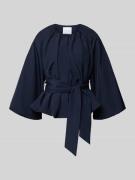 Rich & Royal Taillierter Bluse mit Bindegürtel in Marine, Größe 34