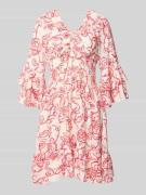 Apricot Minikleid mit Volants in Koralle, Größe XXL