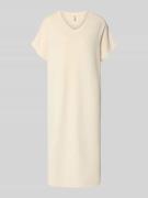 Soyaconcept T-Shirt-Kleid mit V-Ausschnitt in Offwhite, Größe L